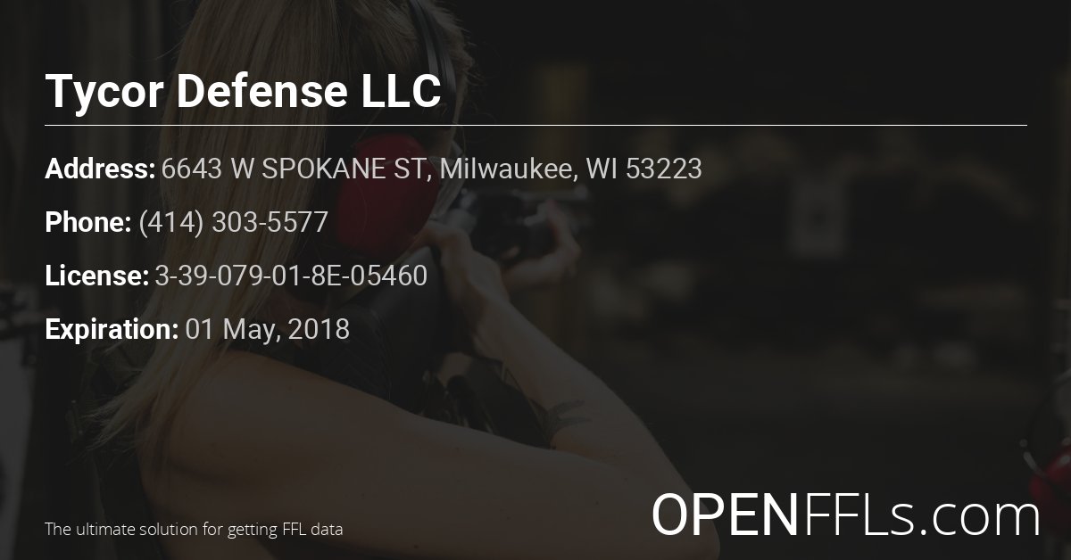 FFL Tycor Defense LLC 3-39-079-01-8E-05460 info card