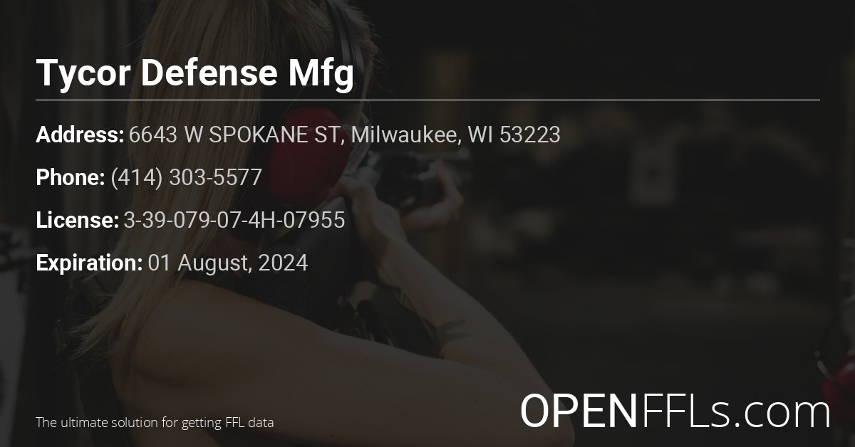 FFL Tycor Defense Mfg 3-39-079-07-4H-07955 info card