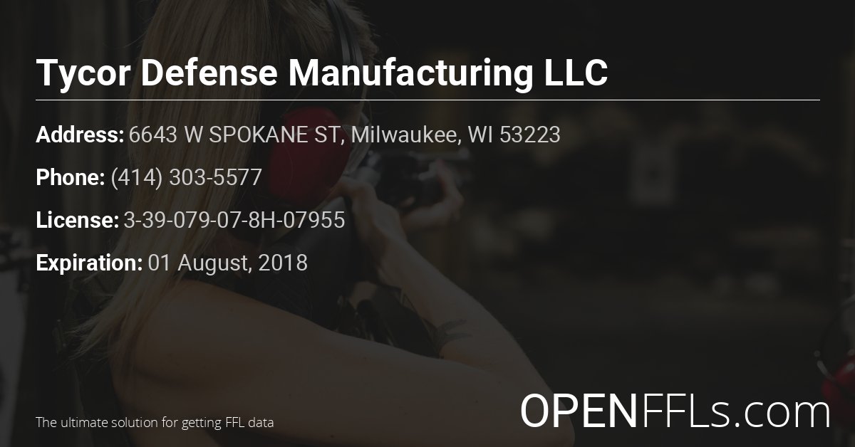FFL Tycor Defense Manufacturing LLC 3-39-079-07-8H-07955 info card