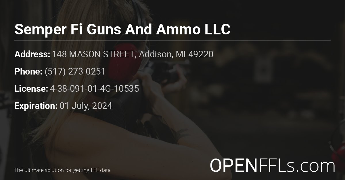 FFL Semper Fi Guns And Ammo LLC 4-38-091-01-4G-10535 info card