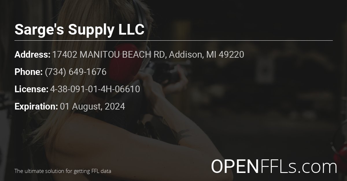 FFL Sarge's Supply LLC 4-38-091-01-4H-06610 info card