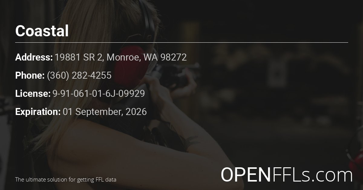 FFL Coastal 9-91-061-01-6J-09929 info card